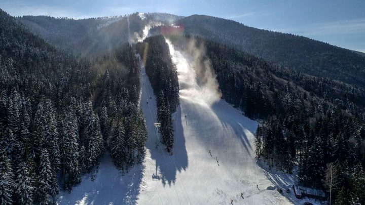 Dron photo of ski slopes Kartala