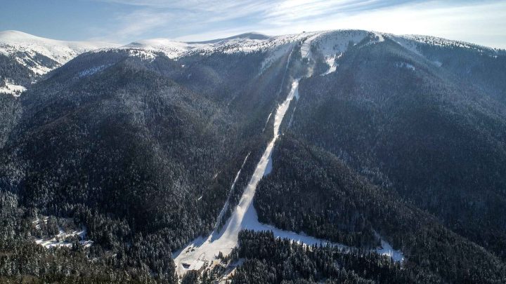 Dron photo of ski slopes